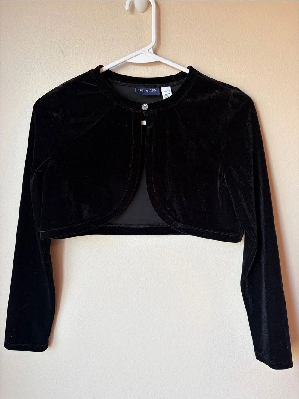 The Children's Place Black Velvet Cropped Bolero Jacket